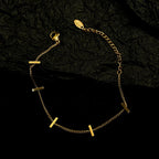 Small long bamboo strip pendant shows thin titanium steel 18K gold plated
