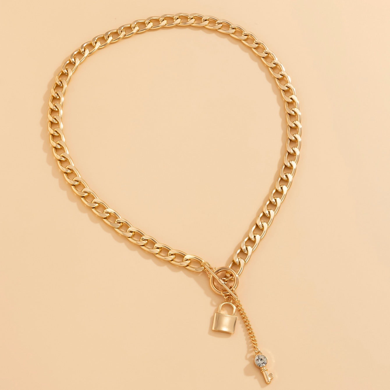 1pc Lock & Key Chain Necklace