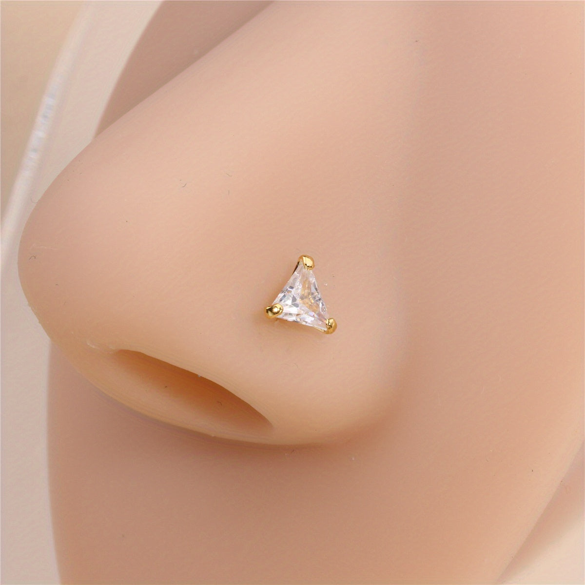 Inlaid Cubic Zirconia L Shape Nose Ring Studs For Women Body Piercing Jewelry