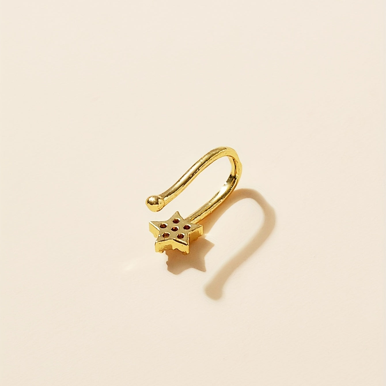Add a Shimmering Touch to Your Look with 1 Pc Star Copper Nose Clip Inlaid with Shiny Zircon - Perfect Non-Piercing Nose Jewelry Decor