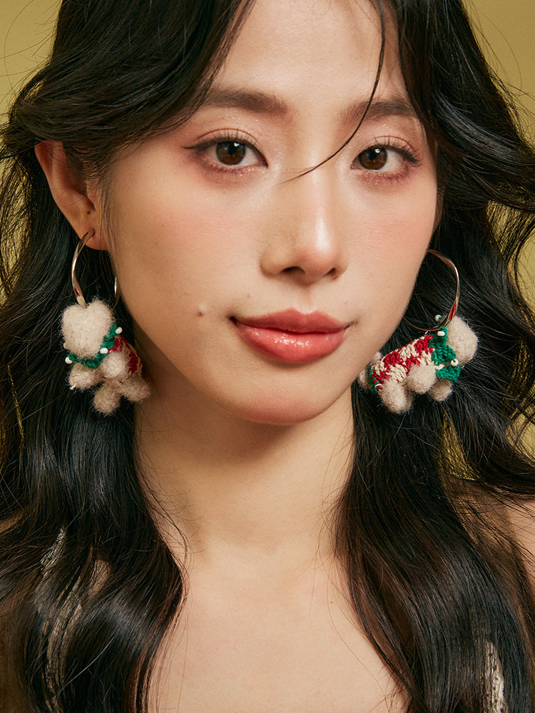 LB Hand Crochet "Companion Cat" Cute Earrings Christmas LOJL88