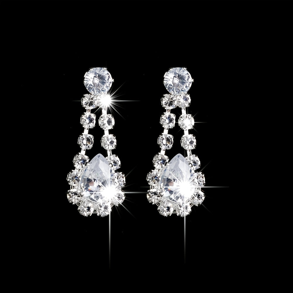 2pc Elegant Zirconia Crystal Wedding Bridal Jewelry Set - Necklace and Earrings for Parties and Special Occasions