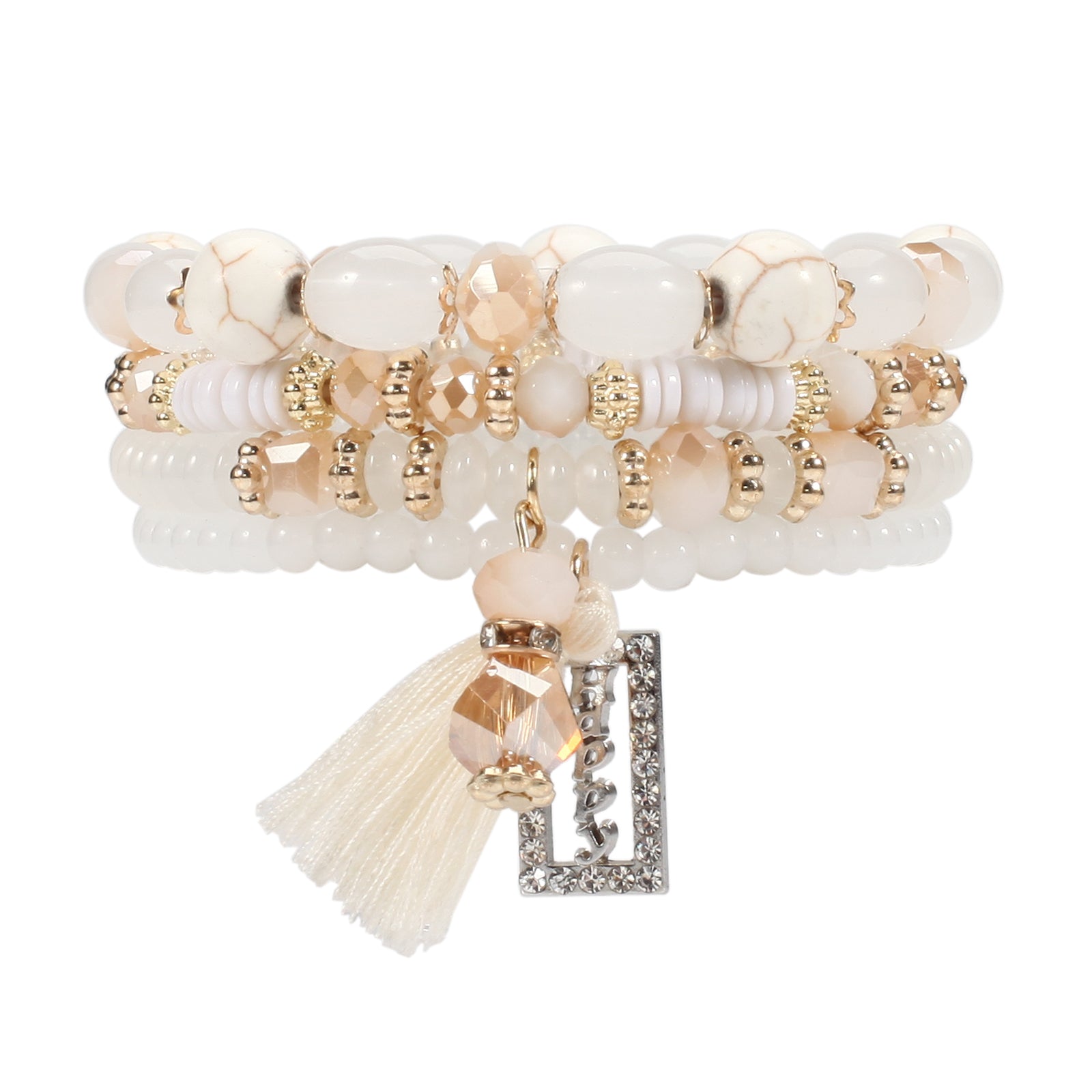 Complete Your Boho Look with this Small Tassel Pendant Beaded Bracelet Set