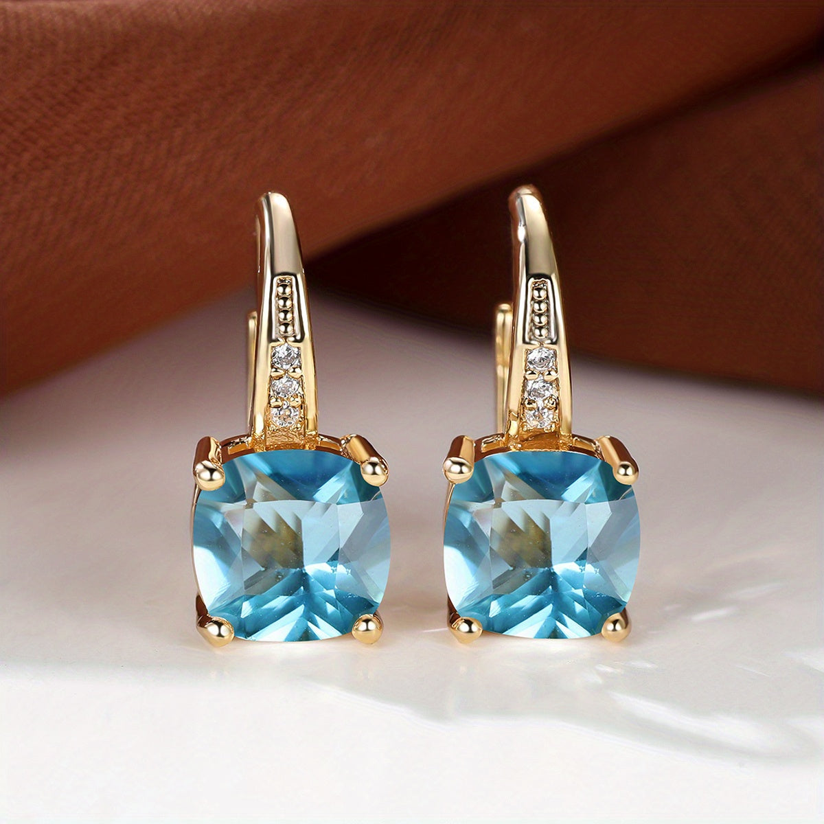 Mystic Square Rainbow Color Zircon Earrings Vintage Wedding Earrings For Women Fine Jewelry