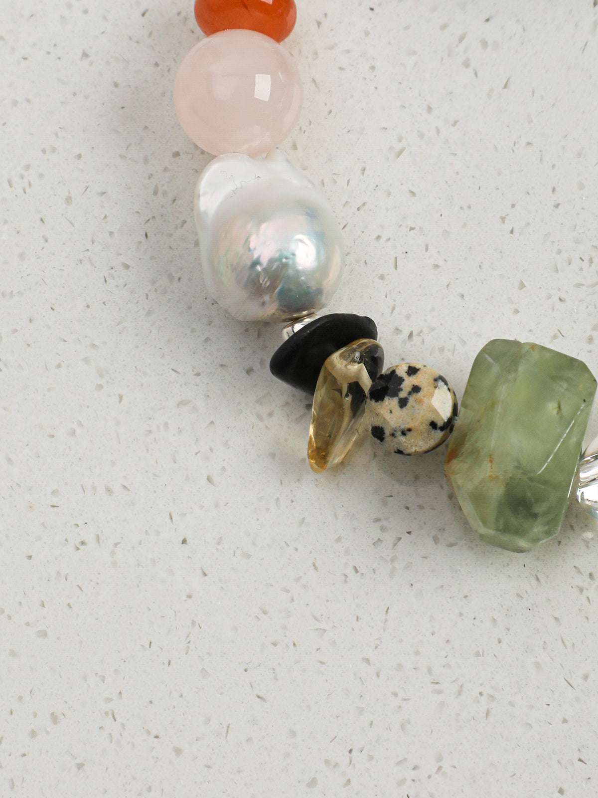 Prehnite & Baroque Pearl /Forest Healing & Grounding/ "Wild Woodland" Bracelet