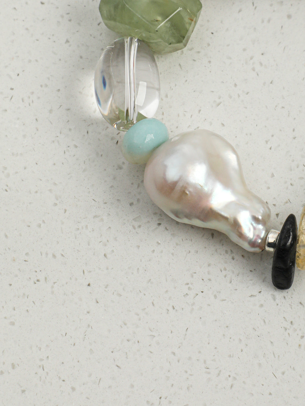 Prehnite & Baroque Pearl /Forest Healing & Grounding/ "Wild Woodland" Bracelet