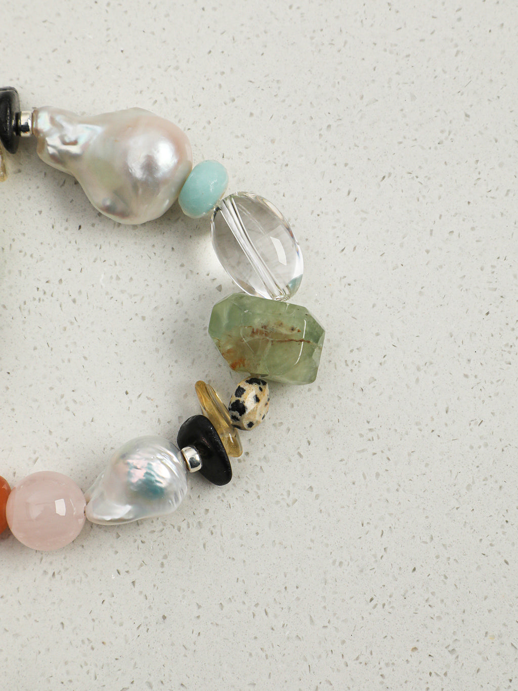 Prehnite & Baroque Pearl /Forest Healing & Grounding/ "Wild Woodland" Bracelet