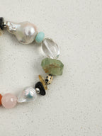 Prehnite & Baroque Pearl /Forest Healing & Grounding/ "Wild Woodland" Bracelet