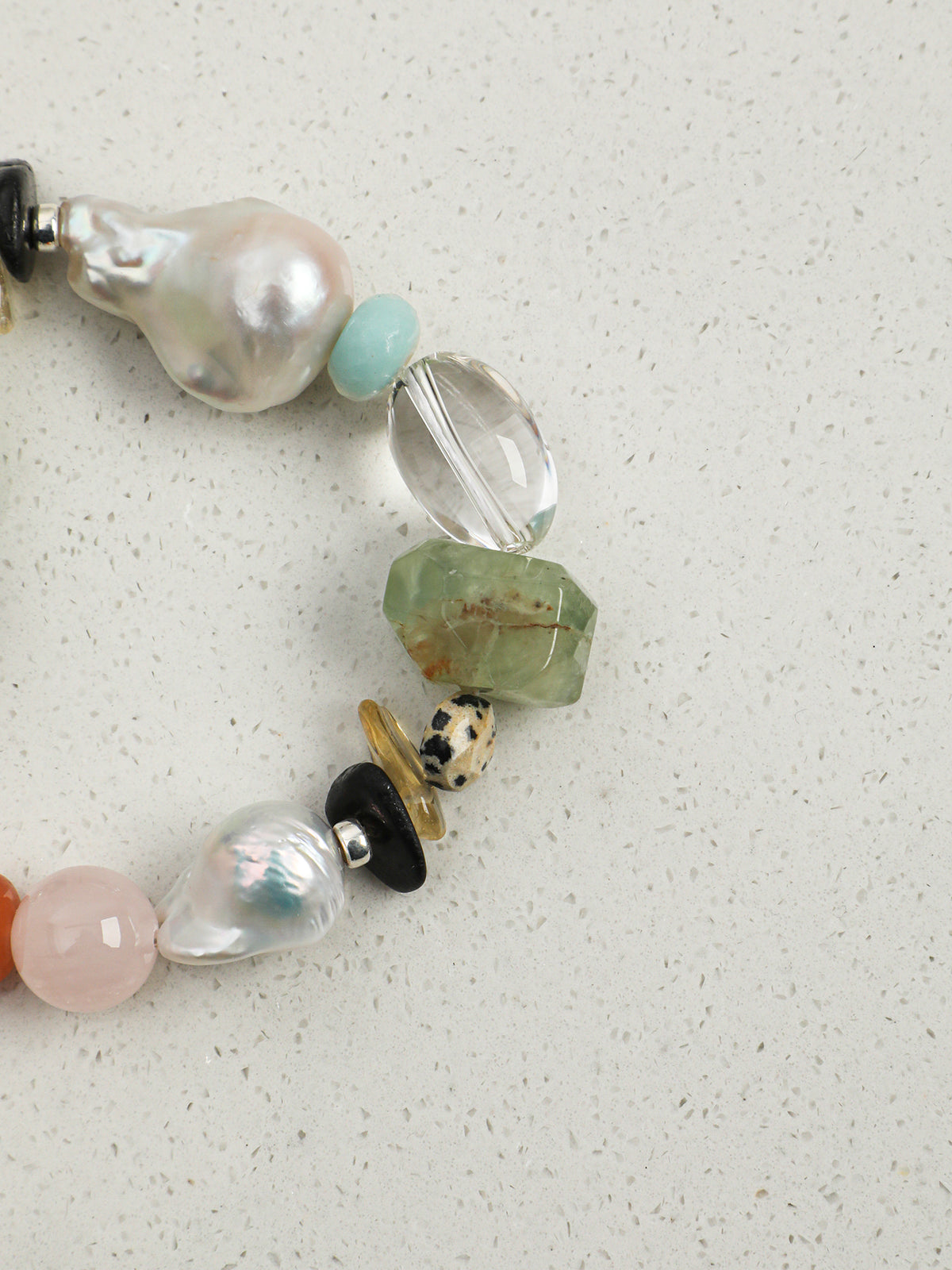 Prehnite & Baroque Pearl /Forest Healing & Grounding/ "Wild Woodland" Bracelet