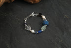 Lapis Lazuli & Clear Quartz /Wisdom & Pure Clarity/ "Azure Prism" Pearl Bracelet