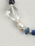 Lapis Lazuli & Clear Quartz /Wisdom & Pure Clarity/ "Azure Prism" Pearl Bracelet