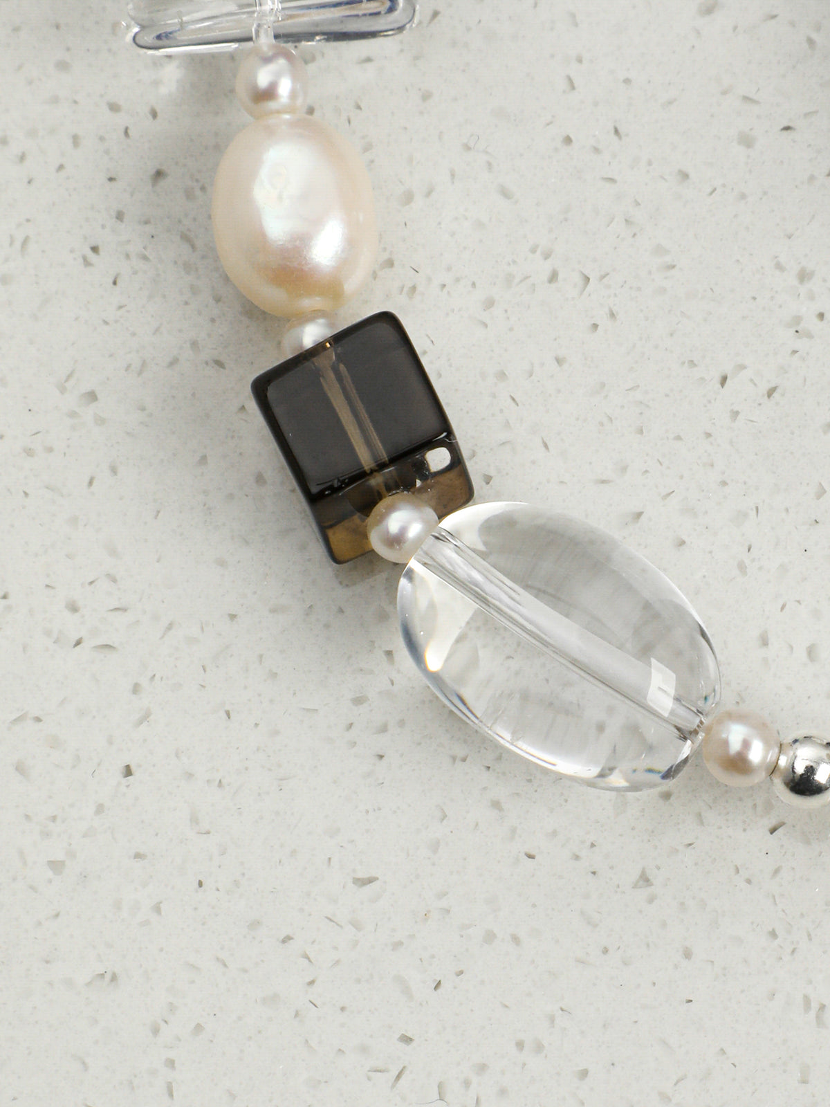 Lapis Lazuli & Clear Quartz /Wisdom & Pure Clarity/ "Azure Prism" Pearl Bracelet