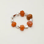 Red Agate & Drop Baroque Pearl /Vitality & Warm Grace/ "Crimson Warmth" Hand-Knotted Bracelet/Halloween Picks