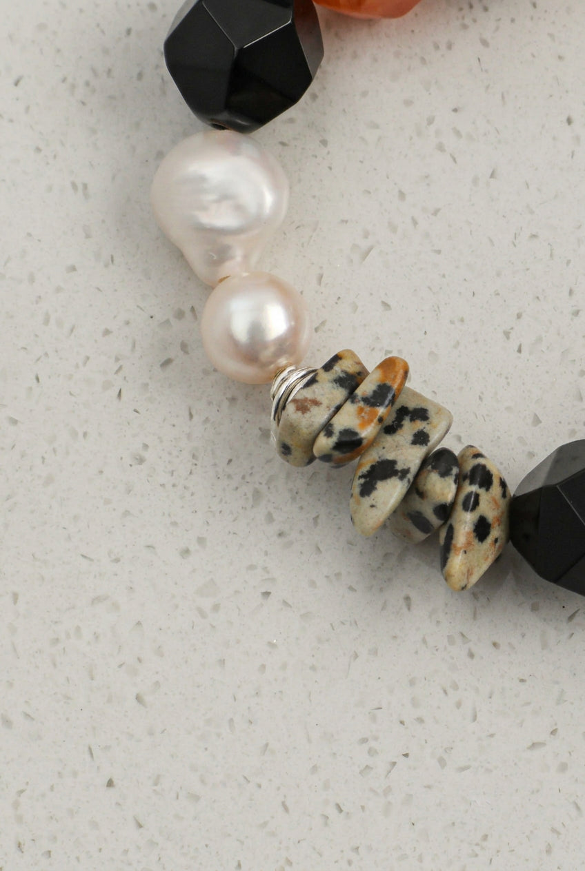 Red Agate & Baroque Pearl /Vitality & Protection/ "Crimson Tide" Bracelet/Halloween Picks