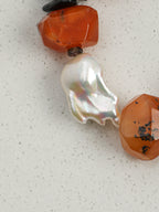Red Agate & Baroque Pearl /Vitality & Protection/ "Crimson Tide" Bracelet/Halloween Picks