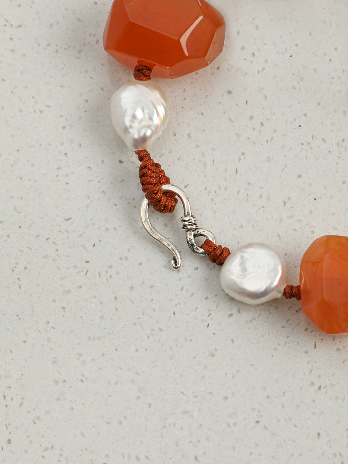 Red Agate & Drop Baroque Pearl /Vitality & Warm Grace/ "Crimson Warmth" Hand-Knotted Bracelet/Halloween Picks