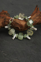 Prehnite, Citrine & Baroque Pearl /Abundance & Serenity/ "Verdant Ripple" Hand-Knotted Bracelet