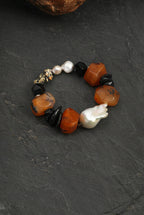Red Agate & Baroque Pearl /Vitality & Protection/ "Crimson Tide" Bracelet/Halloween Picks