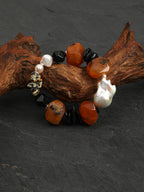 Red Agate & Baroque Pearl /Vitality & Protection/ "Crimson Tide" Bracelet/Halloween Picks
