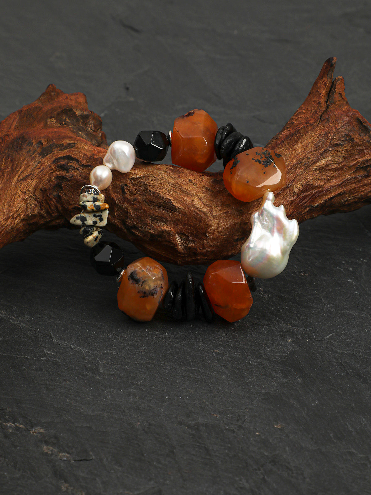 Red Agate & Baroque Pearl /Vitality & Protection/ "Crimson Tide" Bracelet/Halloween Picks