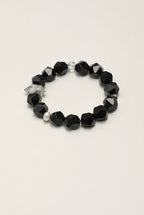 Faceted Black Onyx & Black Herkimer Diamond /Protection & Grounding/ "Shadow Radiance" Bracelet