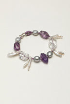 Amethyst & Baroque Pearl /Intuition & Inner Peace/ "Violet Tide" Hand-Knotted Bracelet