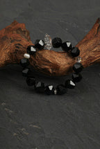 Faceted Black Onyx & Black Herkimer Diamond /Protection & Grounding/ "Shadow Radiance" Bracelet