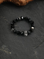 Faceted Black Onyx & Black Herkimer Diamond /Protection & Grounding/ "Shadow Radiance" Bracelet