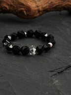 Faceted Black Onyx & Black Herkimer Diamond /Protection & Grounding/ "Shadow Radiance" Bracelet