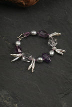 Amethyst & Baroque Pearl /Intuition & Inner Peace/ "Violet Tide" Hand-Knotted Bracelet