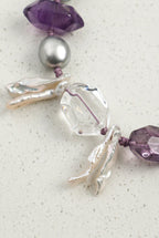 Amethyst & Baroque Pearl /Intuition & Inner Peace/ "Violet Tide" Hand-Knotted Bracelet