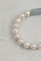 Larimar & Pearl /Tranquility & Femininity/ "Azure Amber"Bracelet