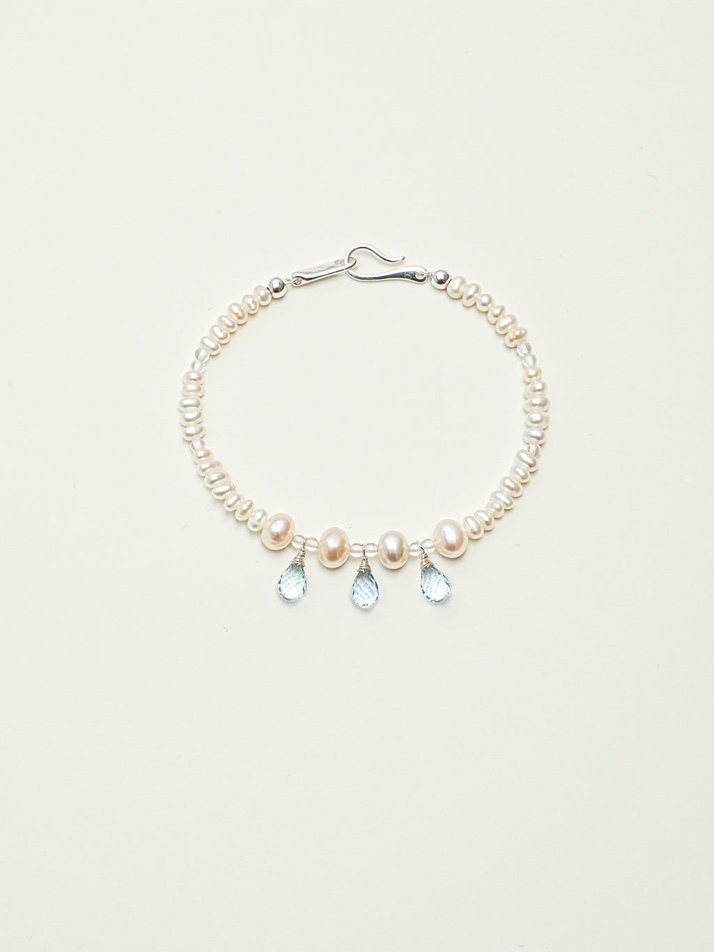 Faceted Blue Topaz Dangles & Freshwater Pearl /Emotional Healing & Clarity/ "Tears of the Sea" Bracelet