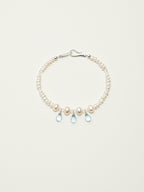 Faceted Blue Topaz Dangles & Freshwater Pearl /Emotional Healing & Clarity/ "Tears of the Sea" Bracelet