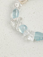 Aquamarine, Clear Quartz & Freshwater Pearl /Tranquility & Clarity/ "Glacial Azure"Bracelet
