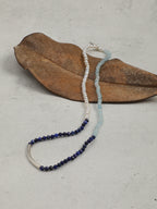 Aquamarine, Lapis Lazuli & Pearl/Confidence & Wisdom & Femininity/"Sunny Isle Silver Song" Triple Wrap Bracelet