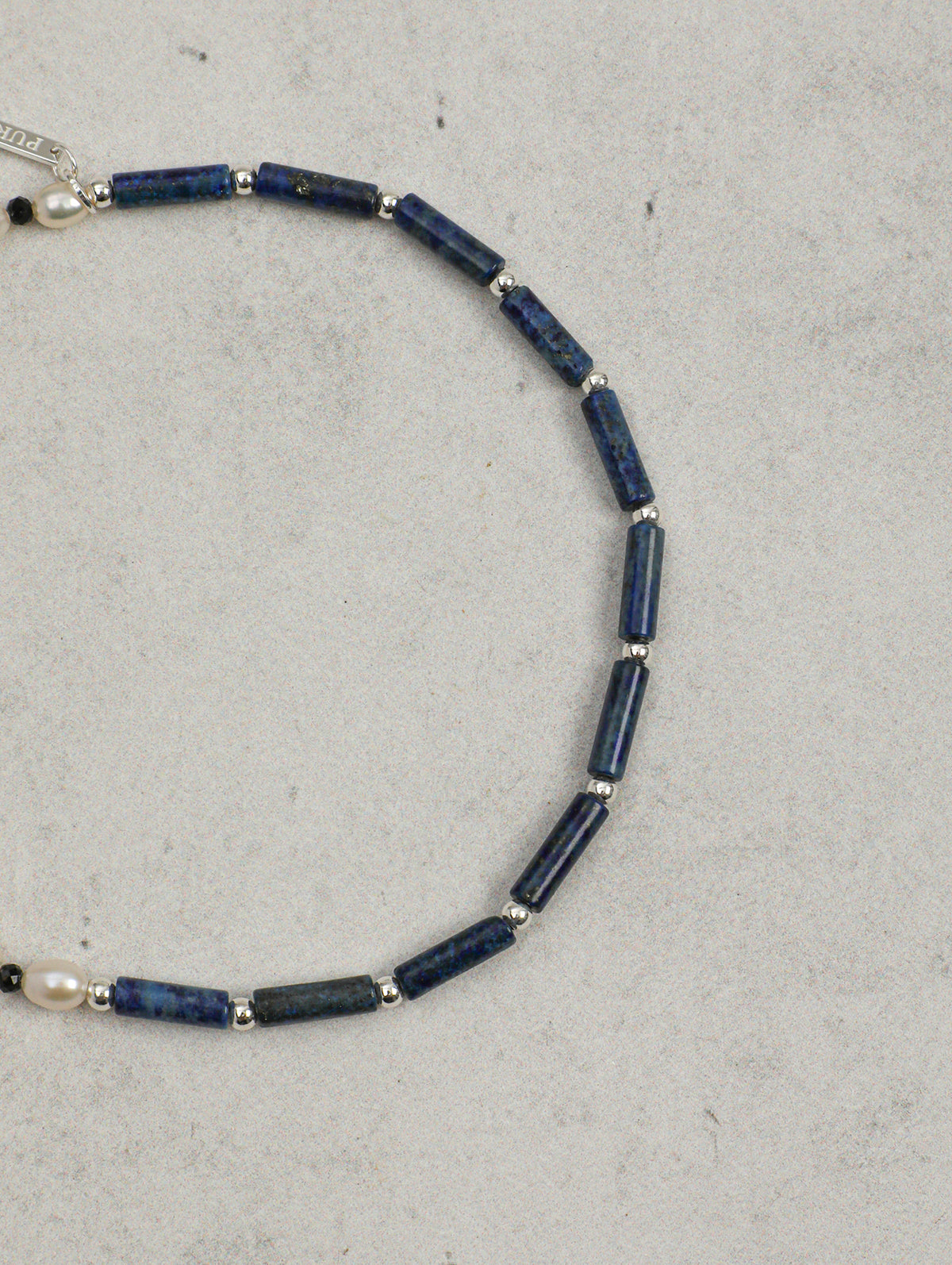 Lapis Lazuli, Black Tourmaline & Pearl/Wisdom & Protection & Femininity/"Lunar Shield" Double Wrap Bracelet