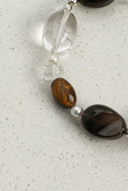 Tiger's Eye, Smoky Quartz & Baroque Pearl /Courage & Grounded Abundance/ "Amber Ripple" Bracelet