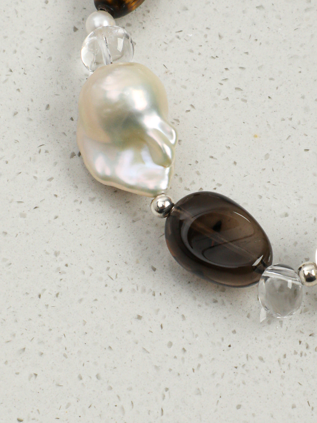 Tiger's Eye, Smoky Quartz & Baroque Pearl /Courage & Grounded Abundance/ "Amber Ripple" Bracelet