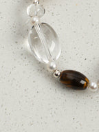 Tiger's Eye, Smoky Quartz & Baroque Pearl /Courage & Grounded Abundance/ "Amber Ripple" Bracelet