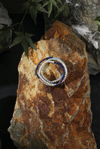 Aquamarine, Lapis Lazuli & Pearl/Confidence & Wisdom & Femininity/"Sunny Isle Silver Song" Triple Wrap Bracelet