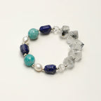 Lapis Lazuli, Amazonite & Black Herkimer Quartz /Wisdom & Calm Truth/ "Indigo Shore" Bracelet