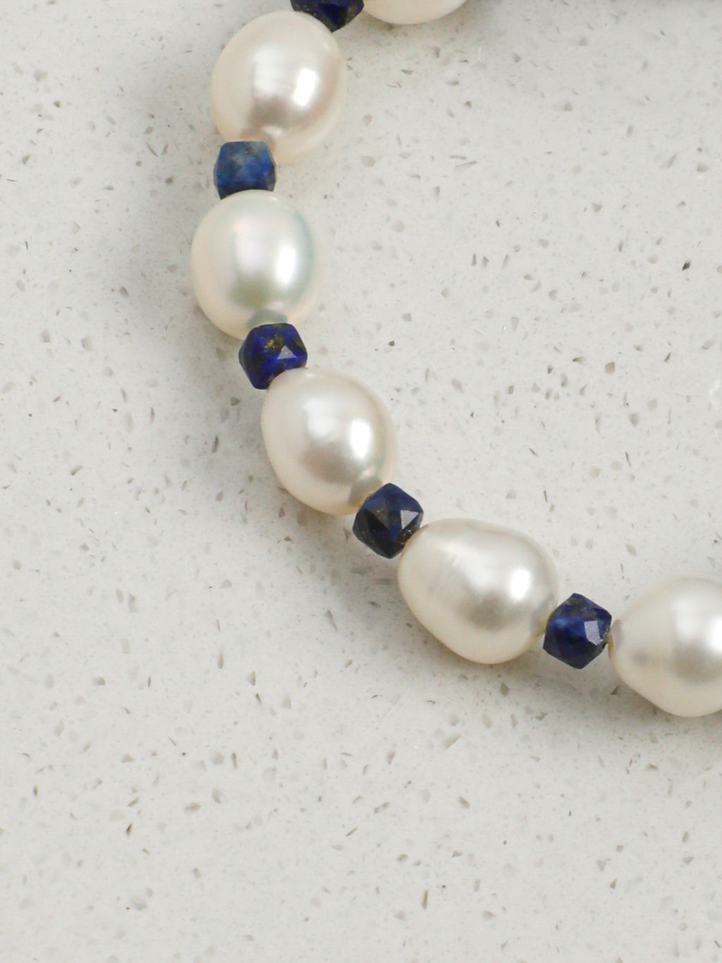 Faceted Lapis Lazuli & Freshwater Pearl /Wisdom & Inner Truth/ "Indigo Ripple" Bracelet