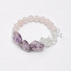 Amethyst, Rose Quartz & Clear Quartz /Inner Peace & Self-Love & Amplification/"Rosy Luminescence" Bracelet
