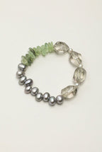 Green Quartz, Prehnite & Grey Pearl /Heart Renewal & Serenity/ "Verdant Ripple" Bracelet