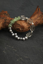 Green Quartz, Prehnite & Grey Pearl /Heart Renewal & Serenity/ "Verdant Ripple" Bracelet