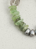 Green Quartz, Prehnite & Grey Pearl /Heart Renewal & Serenity/ "Verdant Ripple" Bracelet