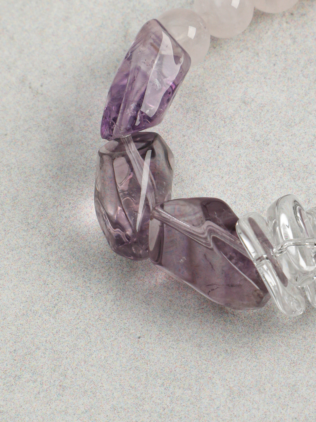 Amethyst, Rose Quartz & Clear Quartz /Inner Peace & Self-Love & Amplification/"Rosy Luminescence" Bracelet