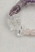 Amethyst, Rose Quartz & Clear Quartz /Inner Peace & Self-Love & Amplification/"Rosy Luminescence" Bracelet