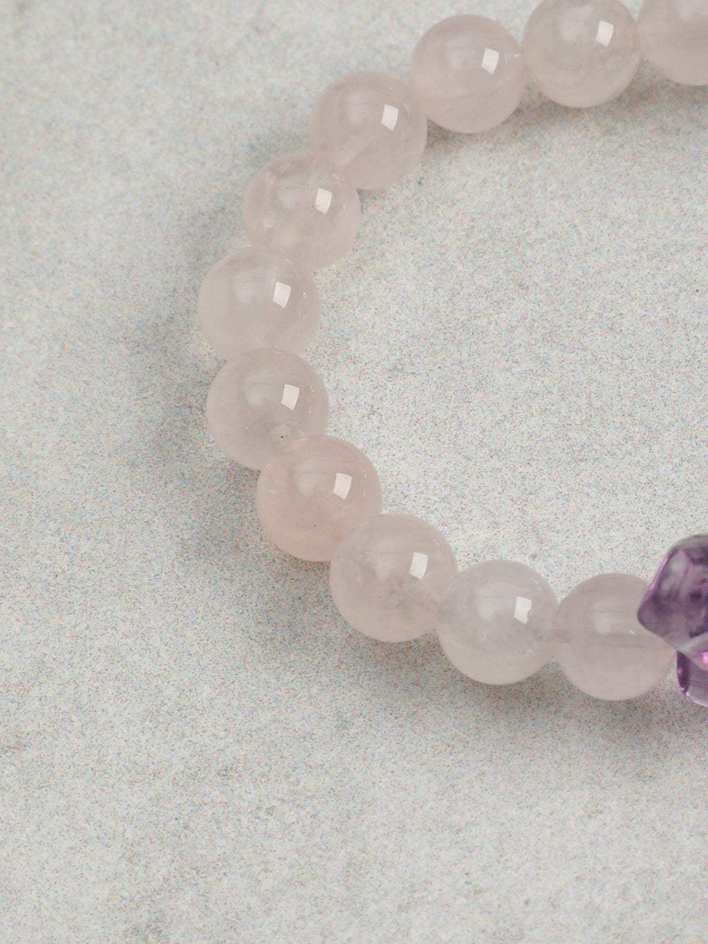 Amethyst, Rose Quartz & Clear Quartz /Inner Peace & Self-Love & Amplification/"Rosy Luminescence" Bracelet